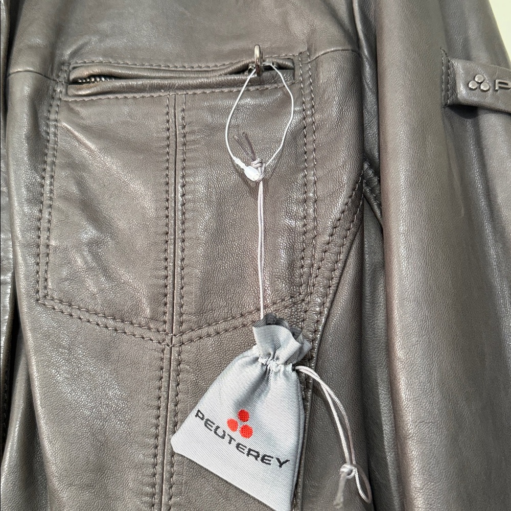Peuterey "CINDI' taupe Gray leather jacket size 48 - Picture 10 of 14